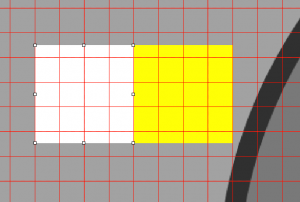 two squares, lined up using grid